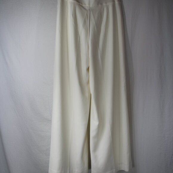 Ann Taylor Women's Cream Wide Leg Pants Size 8 Side Zip Trousers Business Casual - Picture 16 of 16